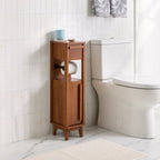 Velmora™ Greyson Slim Bathroom Storage Cabinet with Toilet Paper Holder, Walnut Finish