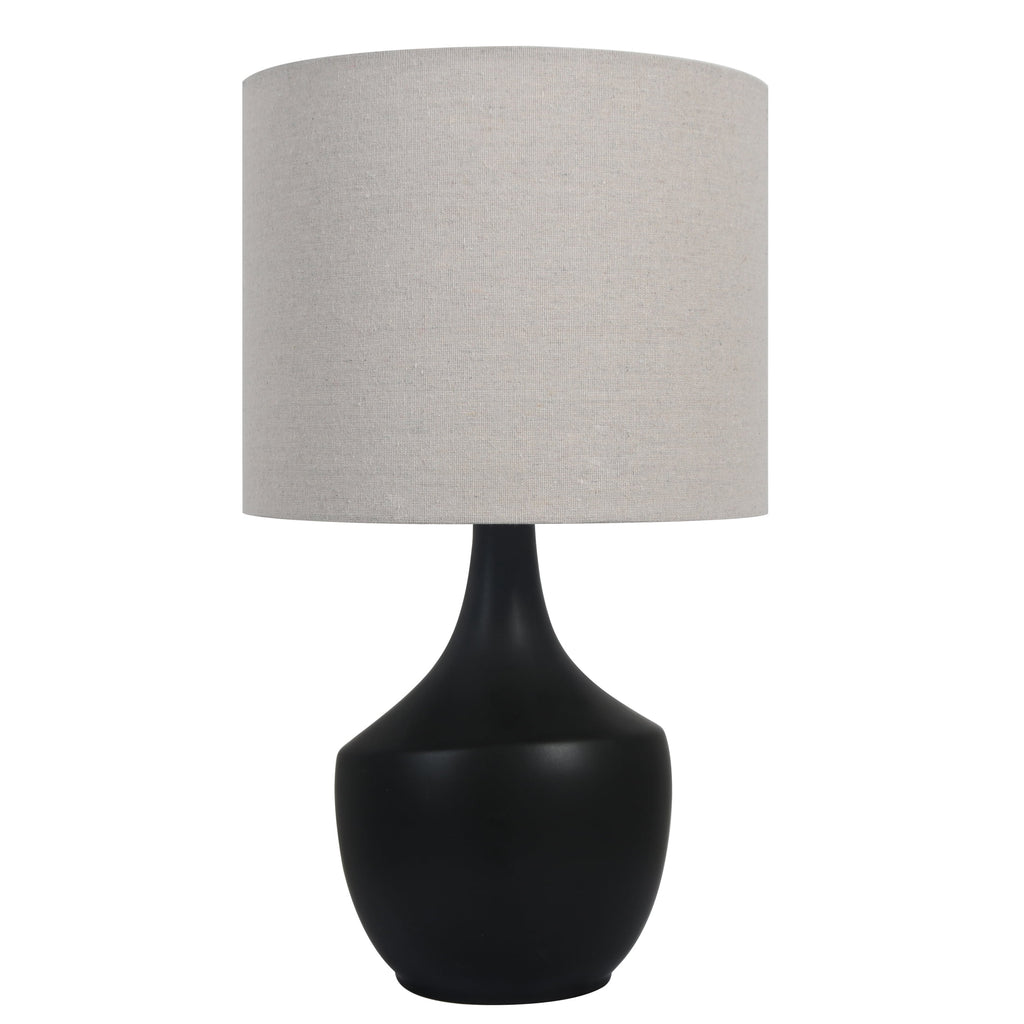 Velmora™ 22 in Black Ceramic Table Lamp with Oatmeal Linen Shade