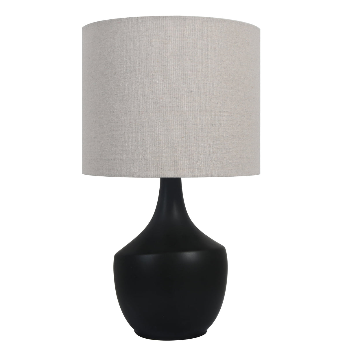 Velmora™ 22 in Black Ceramic Table Lamp with Oatmeal Linen Shade