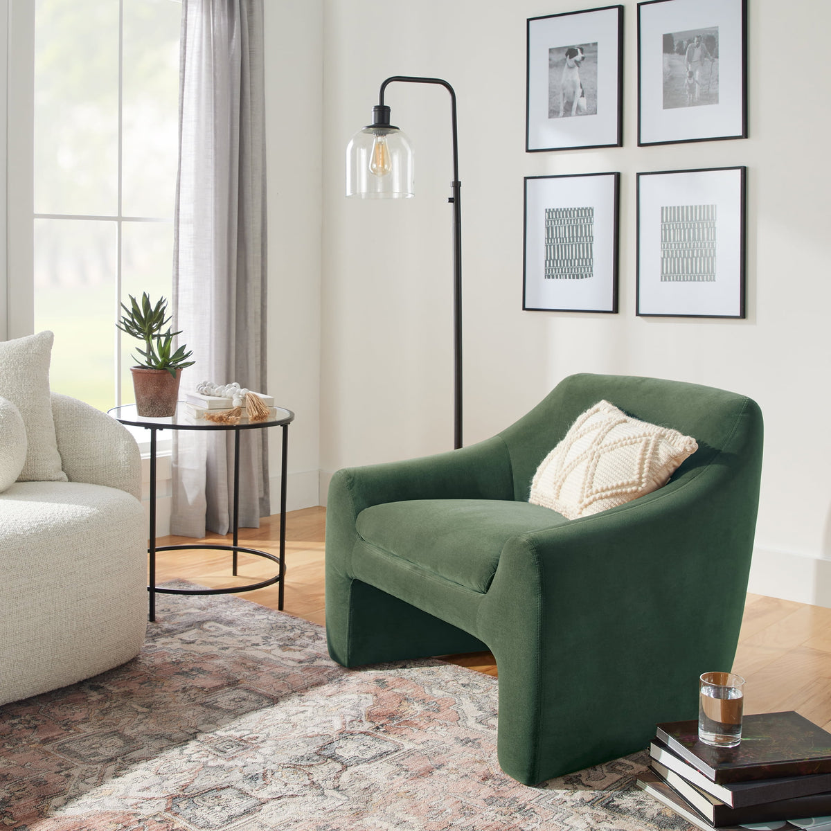 Velmora™ Emerson Curvy Accent Chair, Ochre Velvet