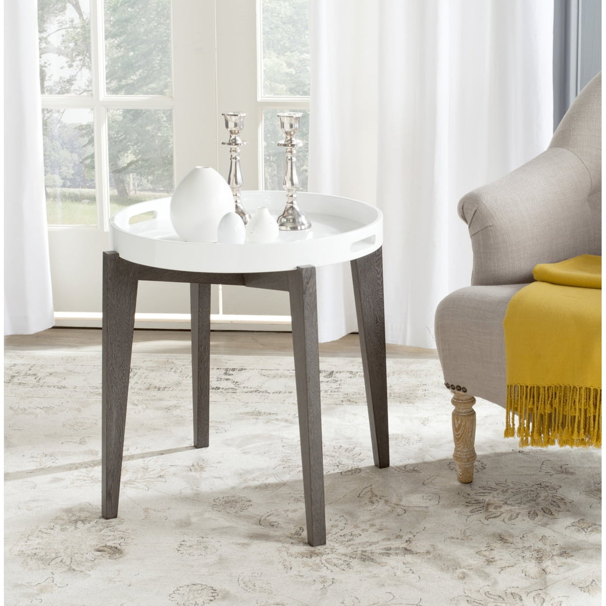 Velmora™ Ben Mid Century Lacquer Tray Top Side Table