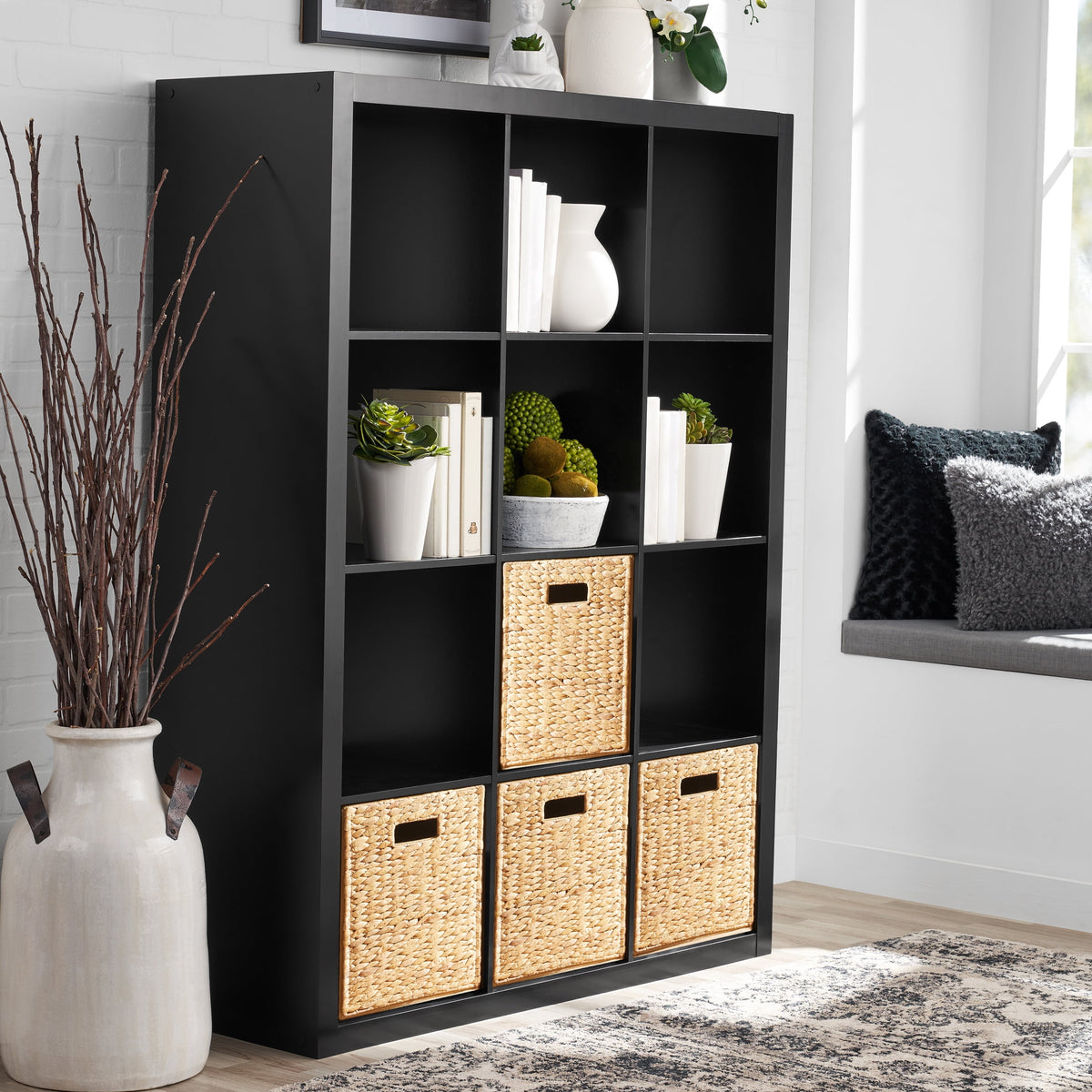 Velmora™ 12 Cube Storage Organizer, Solid Black