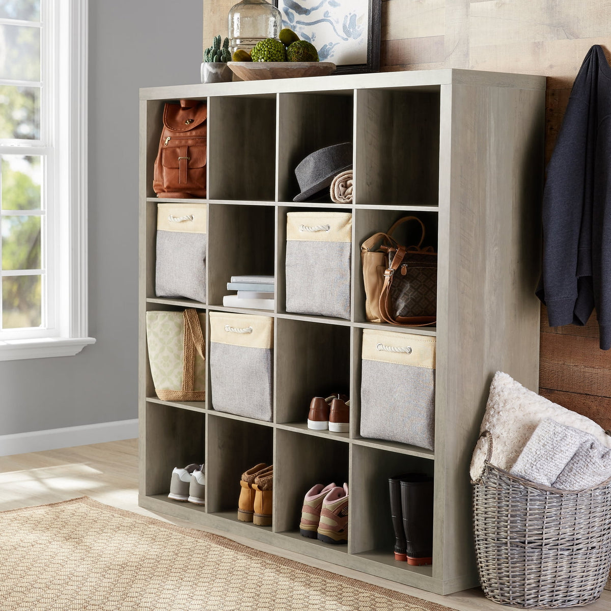 Velmora™ 16 Cube Storage Organizer, White Texture