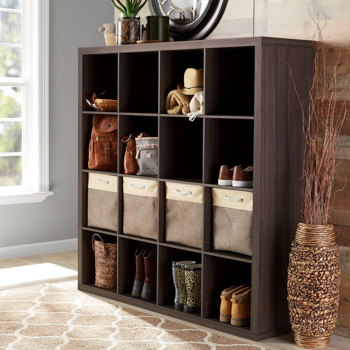 Velmora™ 16 Cube Storage Organizer, White Texture