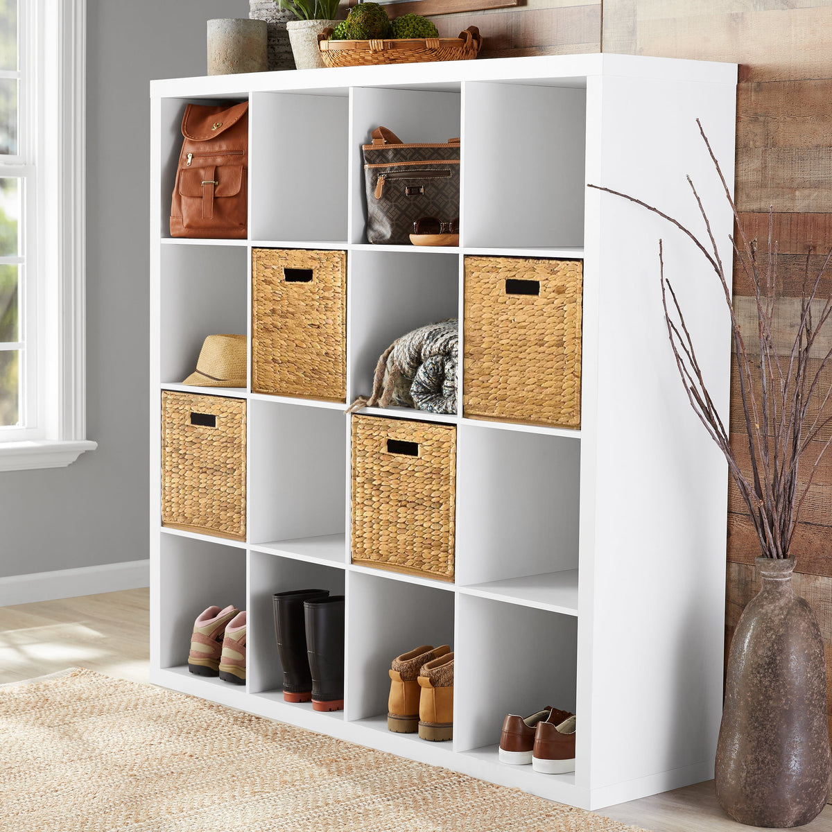 Velmora™ 16 Cube Storage Organizer, White Texture