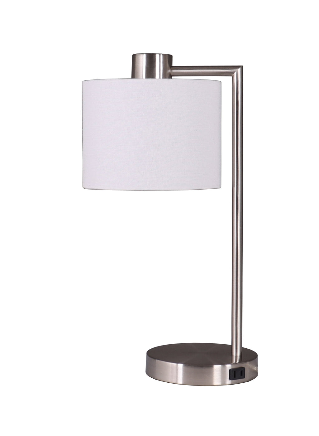 Velmora™ 18 in Silver Metal Table Lamp with Fabric Hardback Shade
