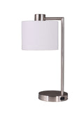 Velmora™ 18 in Silver Metal Table Lamp with Fabric Hardback Shade