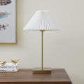 Velmora™ 21" Gold Brass Pleated Shade Table Lamp