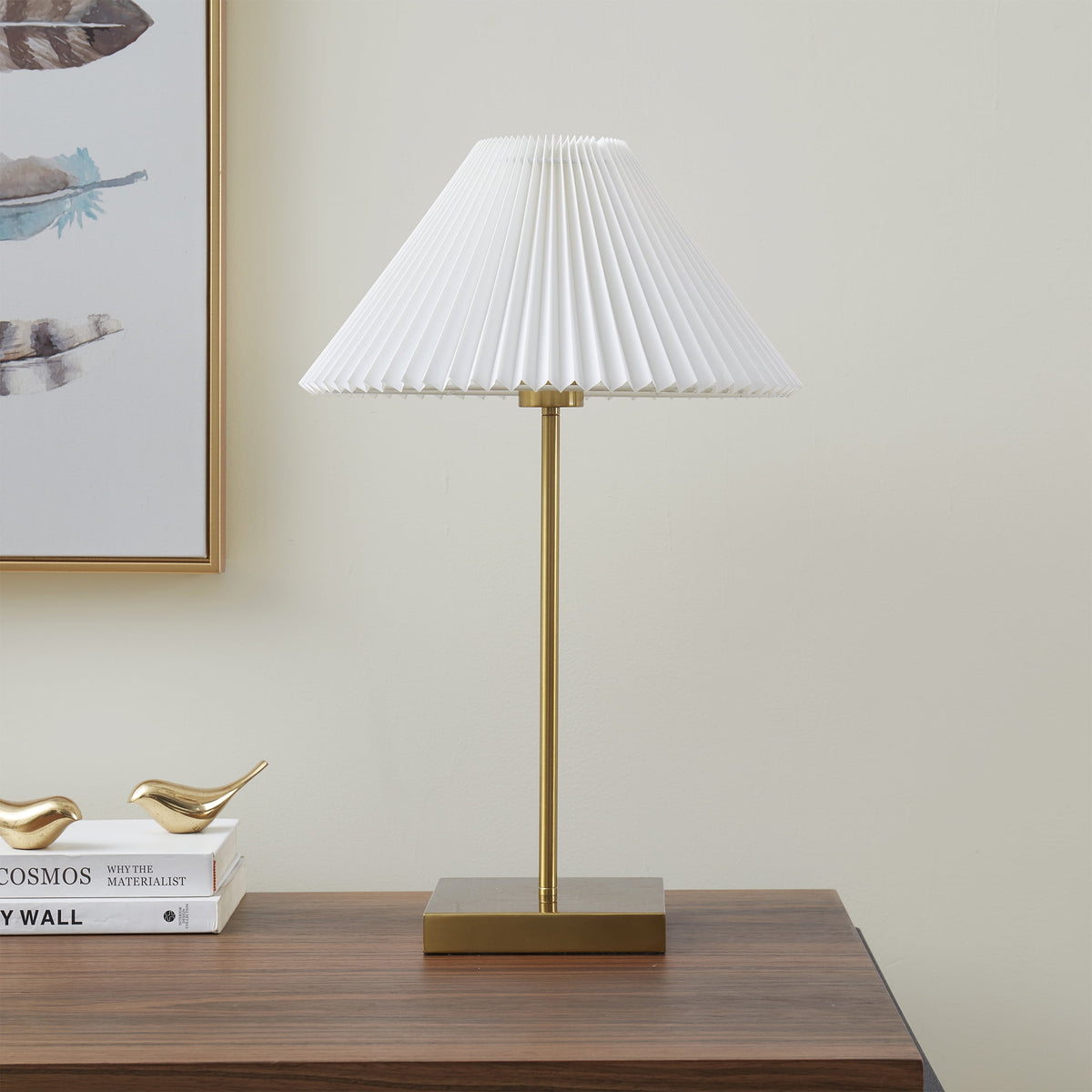 Velmora™ 21" Gold Brass Pleated Shade Table Lamp