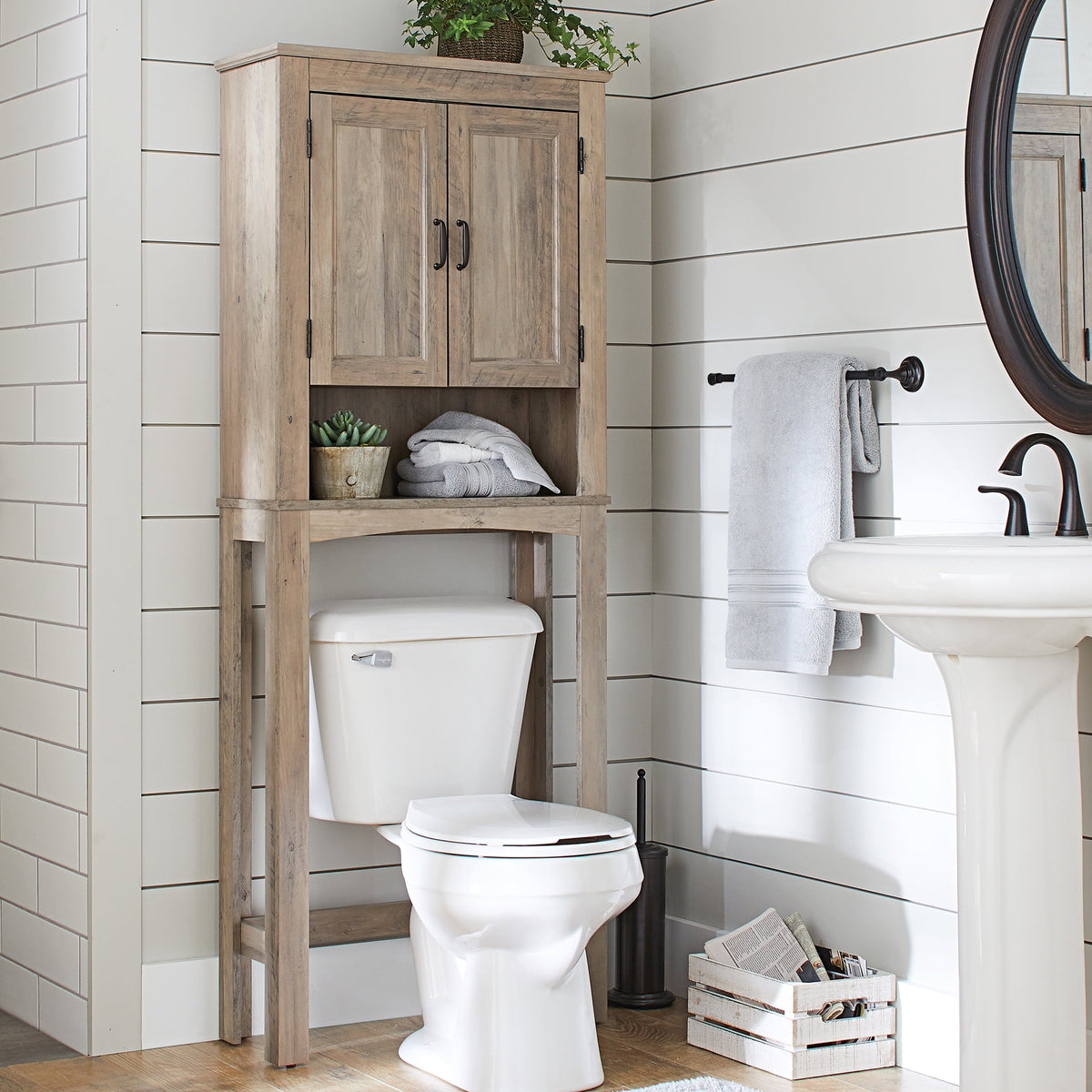Velmora™ Over the Toilet Bathroom Storage Cabinet, Rustic Gray