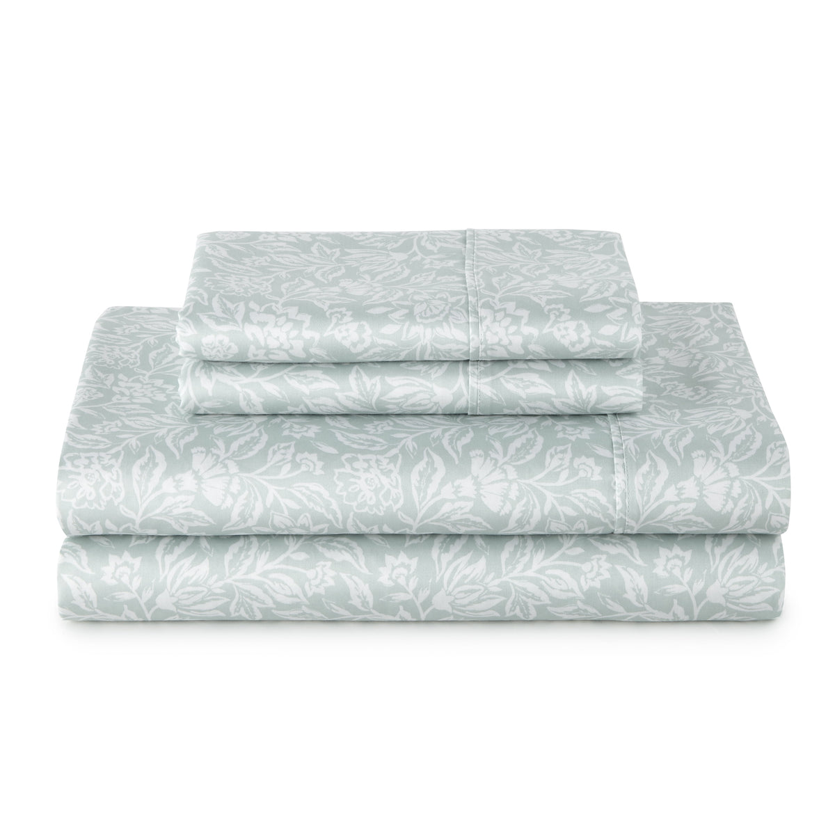 Velmora™ 4-Piece 300 Thread Count Bashful Blooms Cool Cotton Sateen Bed Sheet Set, Queen - Deep Pocket