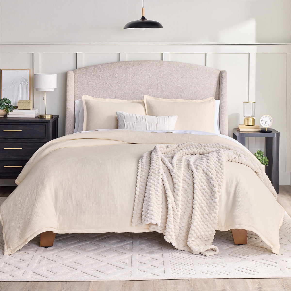 Velmora™ Full/Queen Comforter Set, All-Season, 3-Piece, Cream Gauze