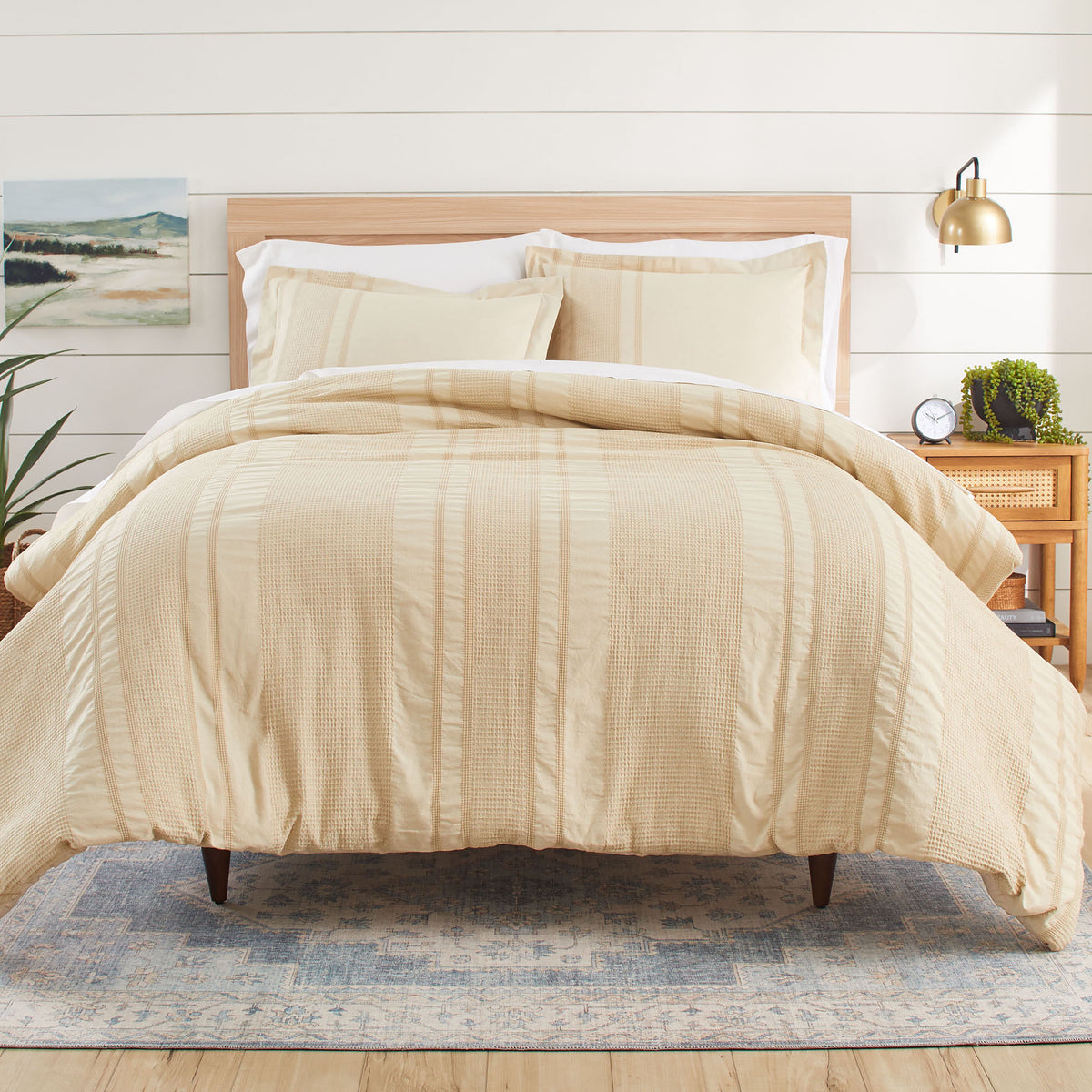 Velmora™ 3-Piece Cream Waffle Stripe Comforter Set, Full/Queen