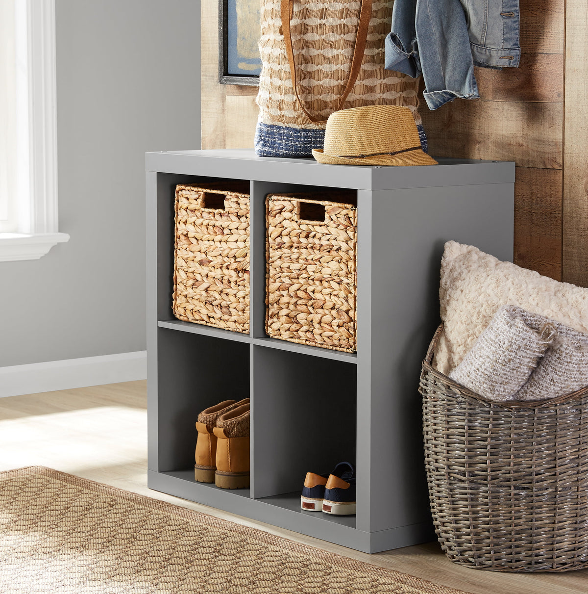 Velmora™ 4 Cube Storage Organizer, White Texture