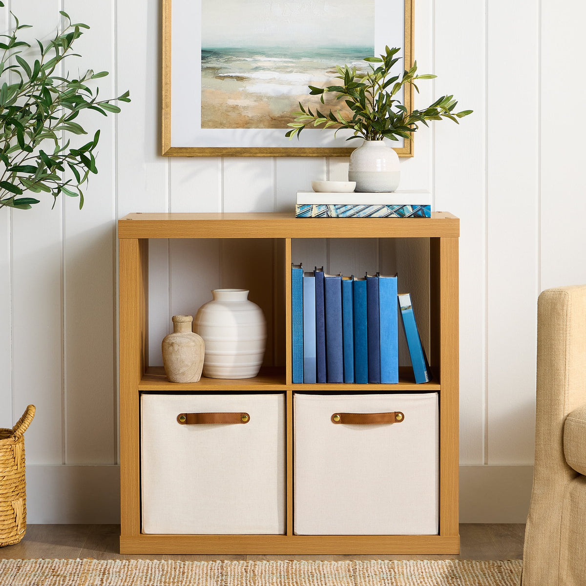Velmora™ 4 Cube Storage Organizer, White Texture