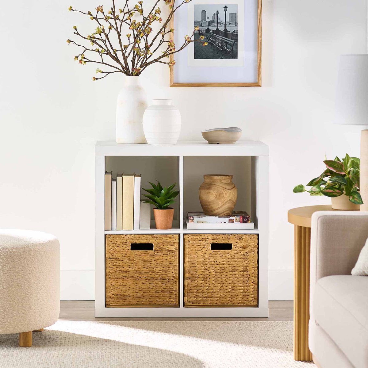 Velmora™ 4 Cube Storage Organizer, White Texture