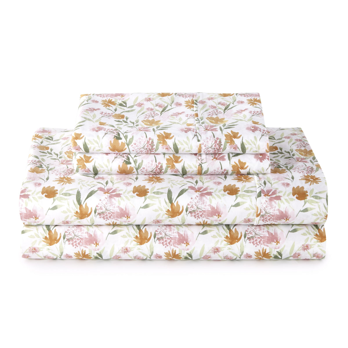Velmora™ 4-Piece 300 Thread Count Bashful Blooms Cool Cotton Sateen Bed Sheet Set, Queen - Deep Pocket