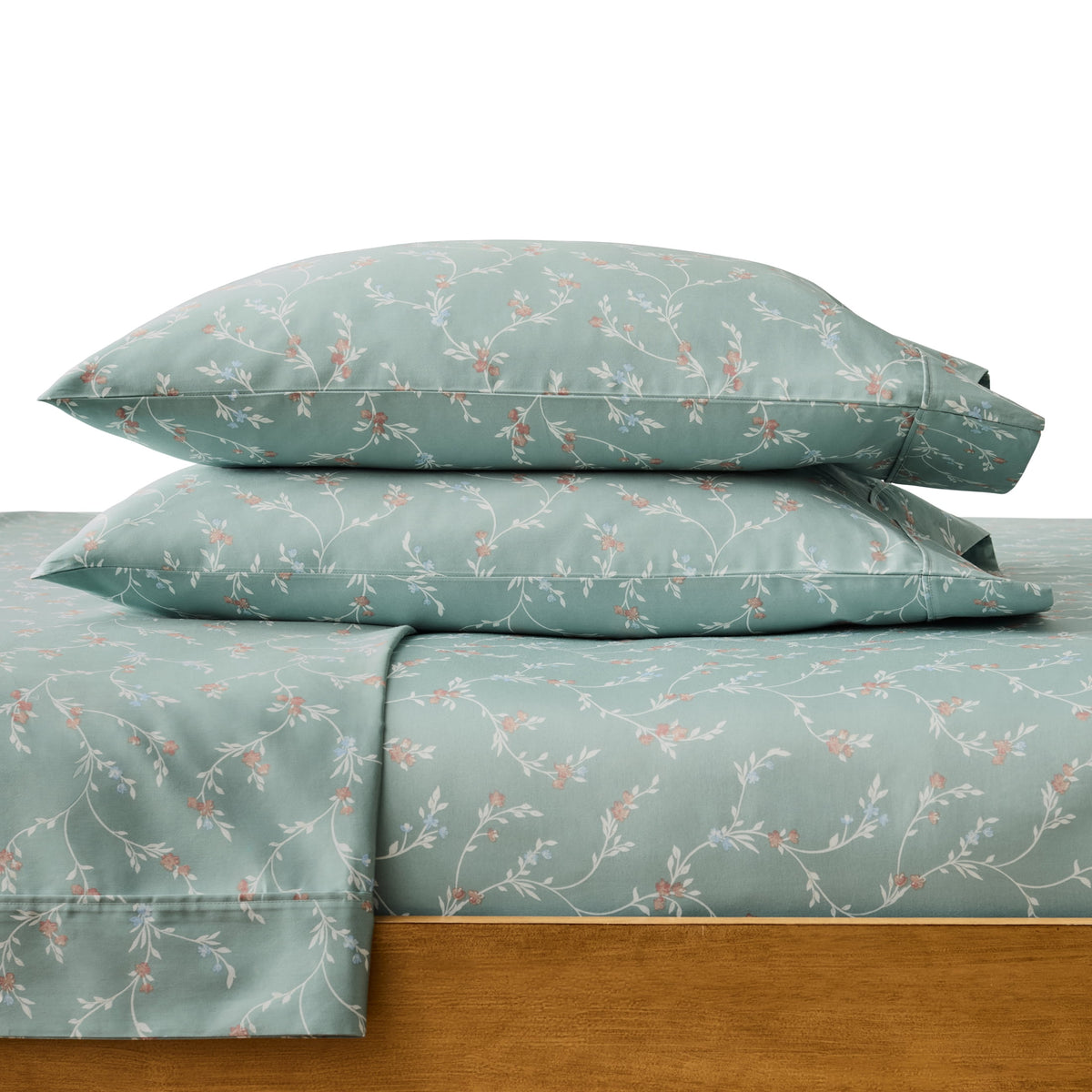 Velmora™ 4-Piece 300 Thread Count 100% Cotton Sateen Sheet Set, Soft Sea, Queen