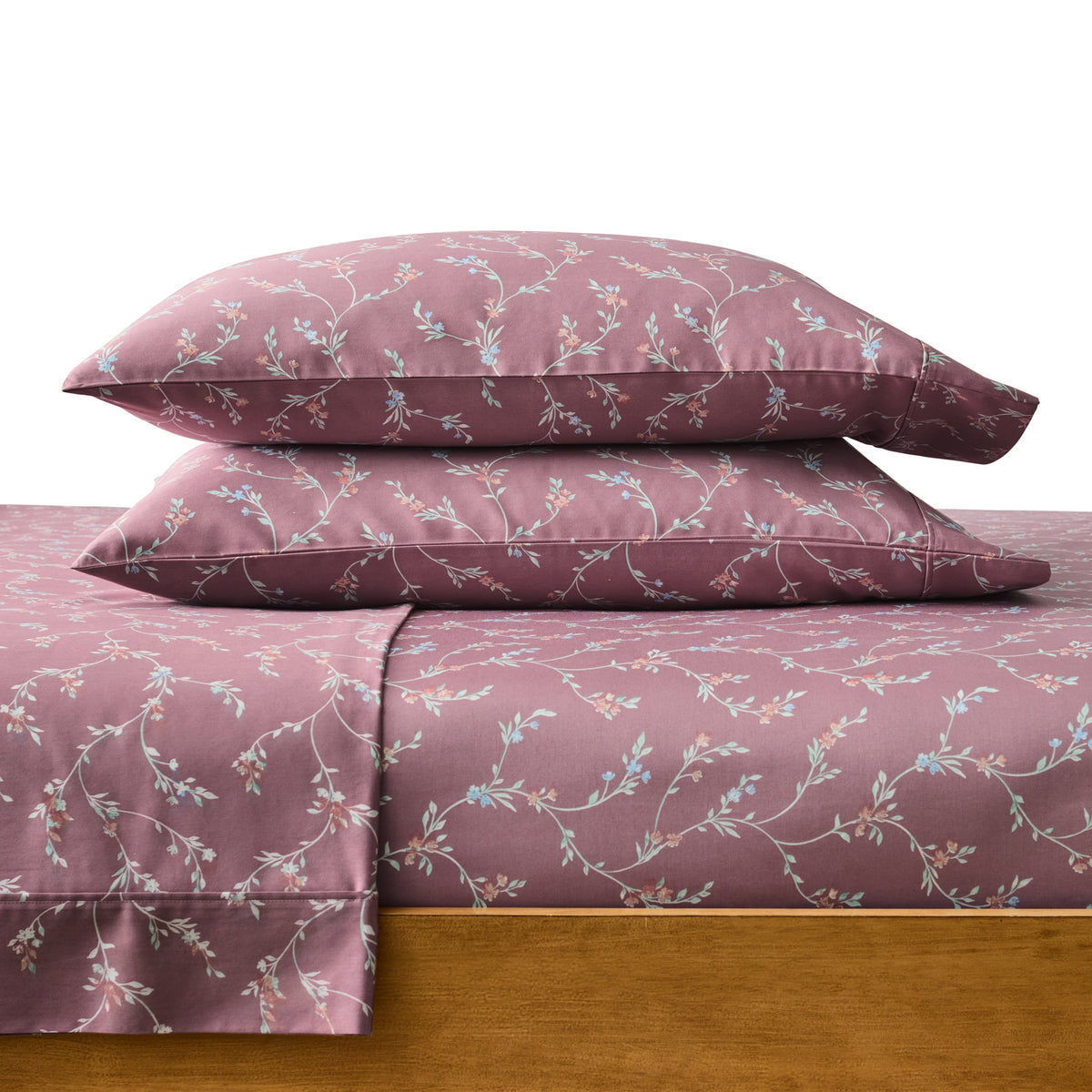 Velmora™ 4-Piece 300 Thread Count Bashful Blooms Cool Cotton Sateen Bed Sheet Set, Queen - Deep Pocket