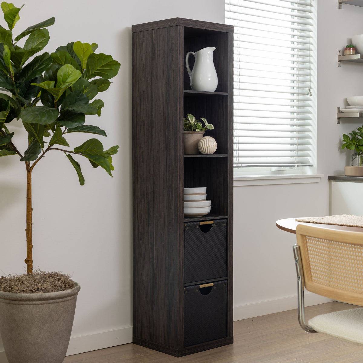 Velmora™ 5 Cube Vertical Storage Organizer, White Texture