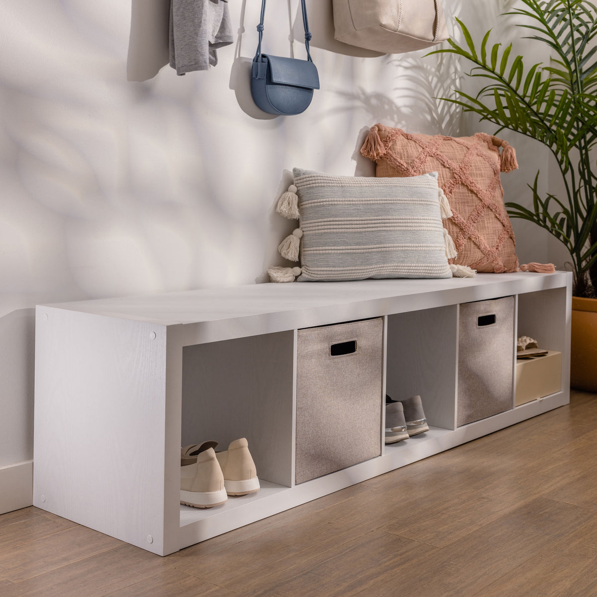 Velmora™ 5 Cube Vertical Storage Organizer, White Texture