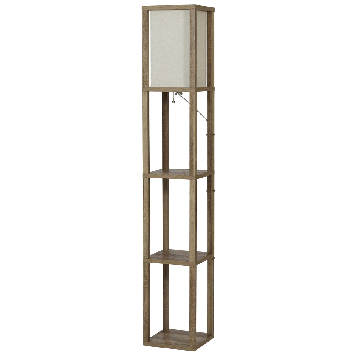 Velmora™ 62.25" Modern Pull Chain Weathered Floor Lamp with Natural Square Shade