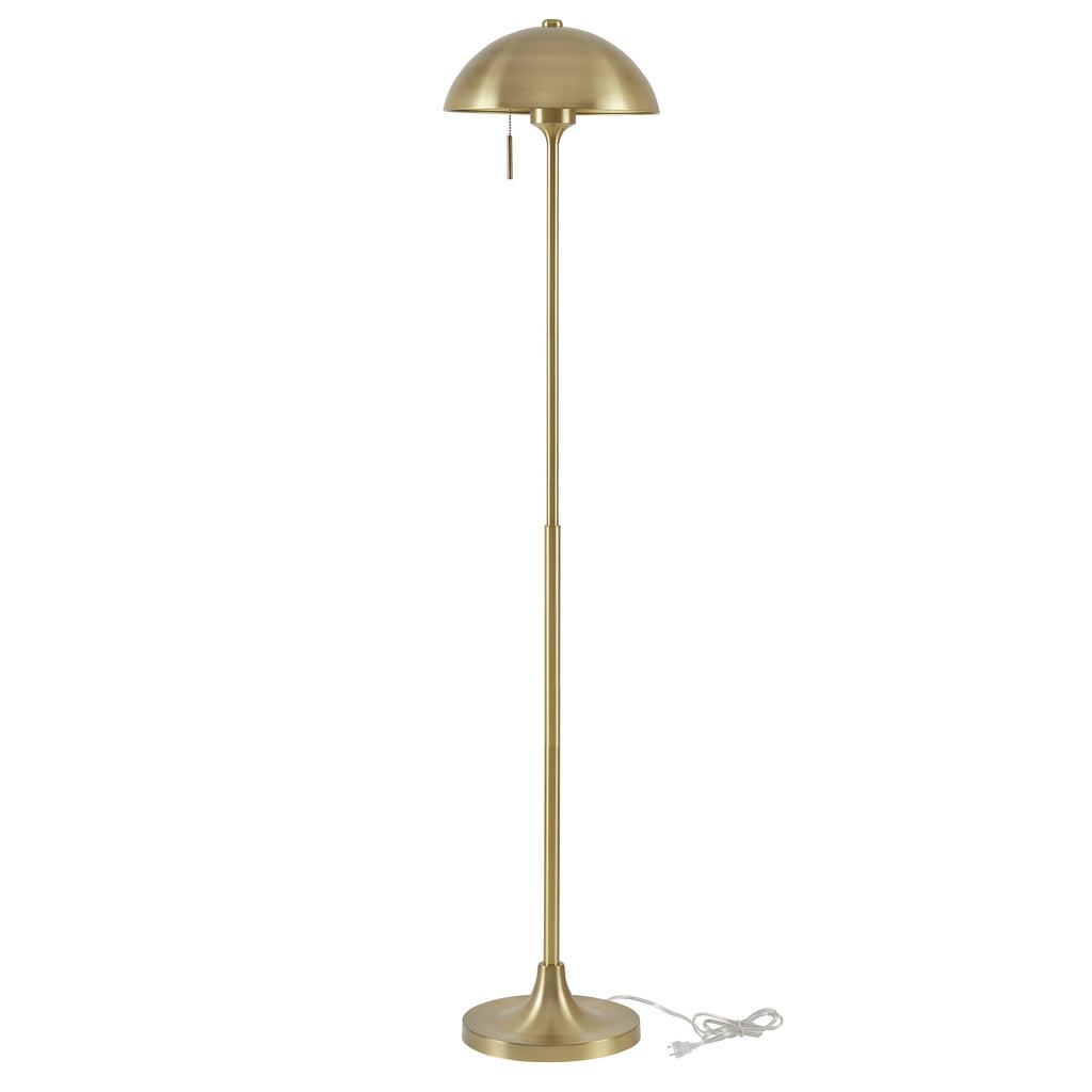 Velmora™ 62" Modern Pull-chain Brass Floor Lamp with Brass Dome Shade