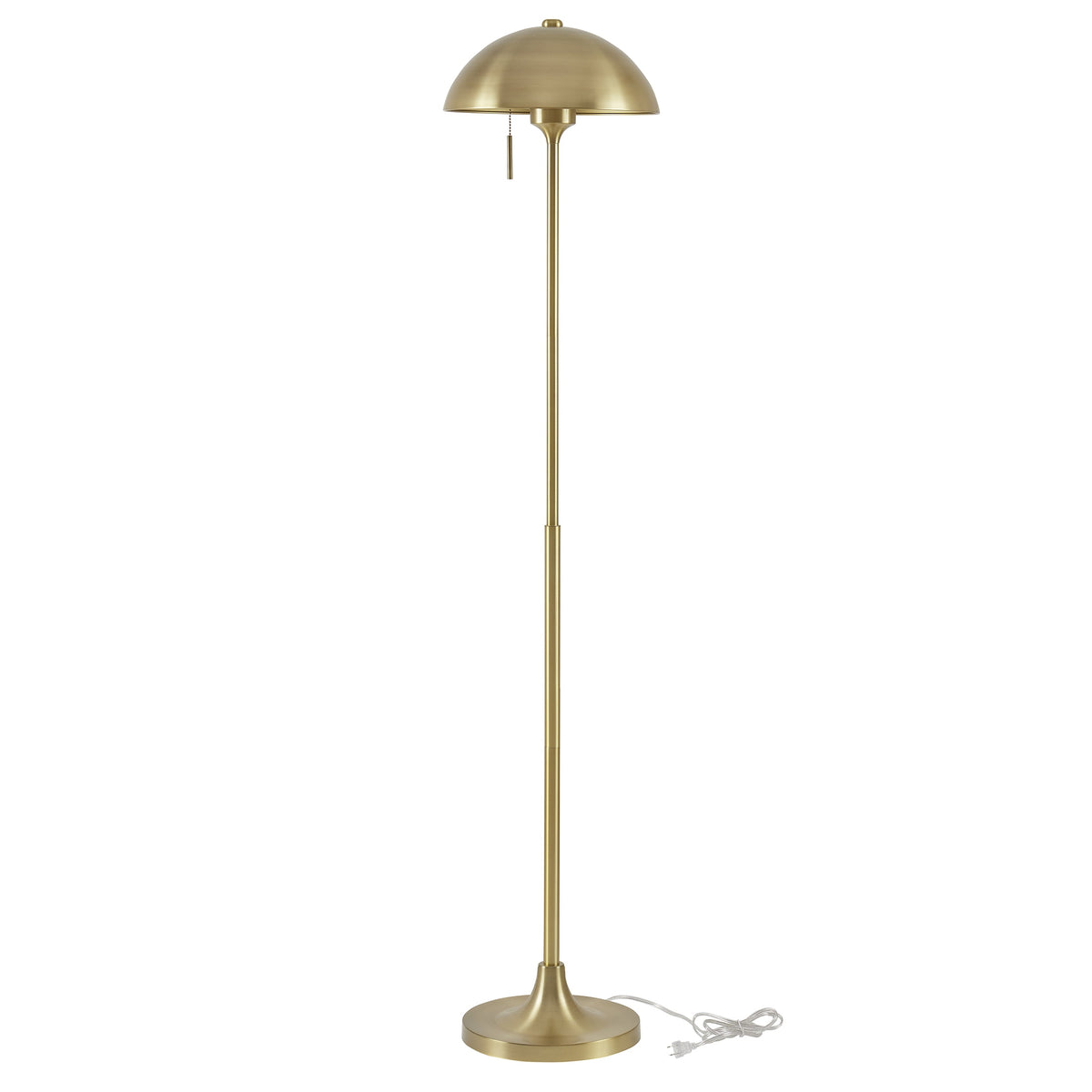 Velmora™ 62" Modern Pull-chain Brass Floor Lamp with Brass Dome Shade