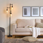 Velmora™ 63.5 in 3 Light Contemporary Black Floor Lamp Clear Glass