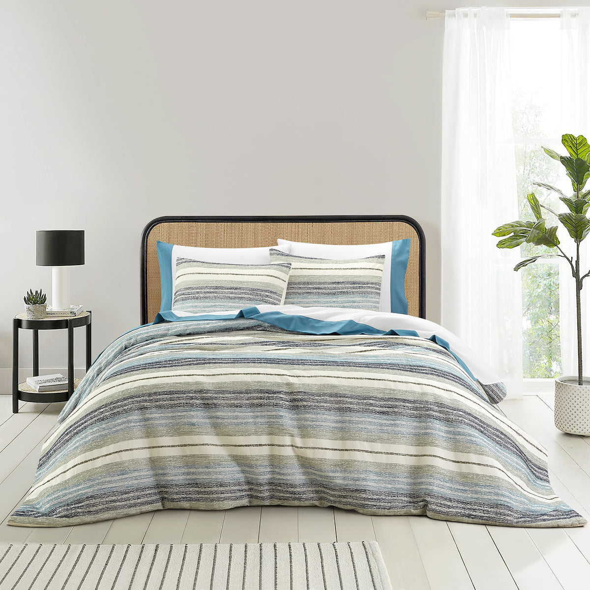 Velmora™ 7 Piece Crinkle Pleated Bed in a Bag Comforter Set with Sheets, Queen