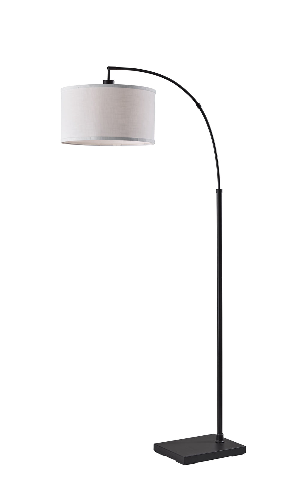 Velmora™ Michelle 71-Inch Metal Arc Floor Lamp with White Fabric Shade and 3-Way Switch