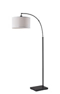 Velmora™ Michelle 71-Inch Metal Arc Floor Lamp with White Fabric Shade and 3-Way Switch