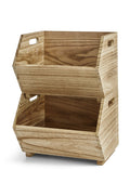 Velmora™ 2-Piece Set Natural Wood Stacking Open Front Decorative Storage Bins, 11 in x 16.5 in x 10 in