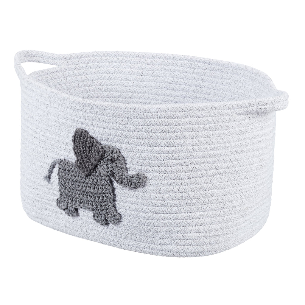 Velmora™ Cotton Rope Rectangle Tote Bin, Elephant Crochet