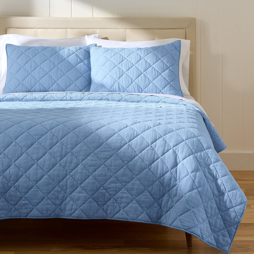 Velmora™ Diamond Gauze Quilt, Blue, Full/Queen, All Ages