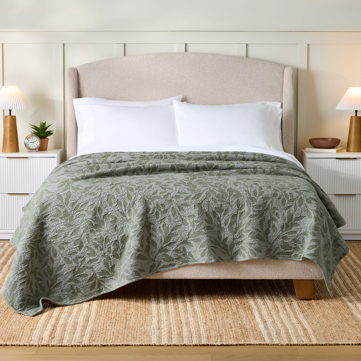 Velmora™ Antique Blush Botanical Double Cloth Cotton Quilt, Full/Queen