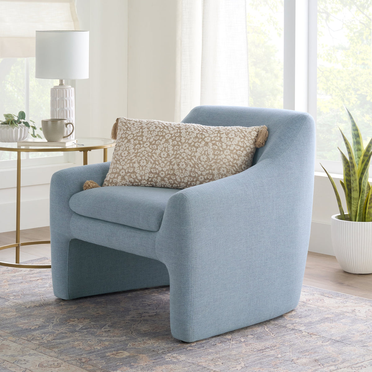 Velmora™ Emerson Curvy Accent Chair, Ochre Velvet
