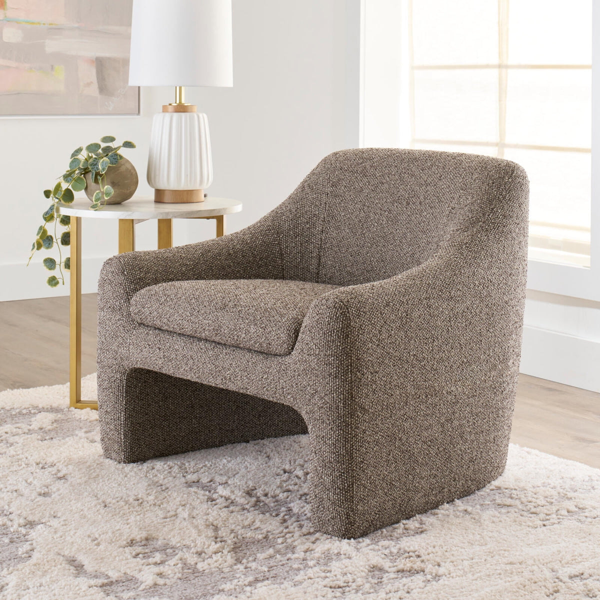 Velmora™ Emerson Curvy Accent Chair, Ochre Velvet