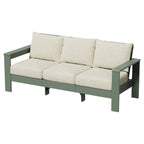 Velmora™ Ezra 4-Piece Outdoor HDPE Conversation Set, White with Neutral Palm Cushions