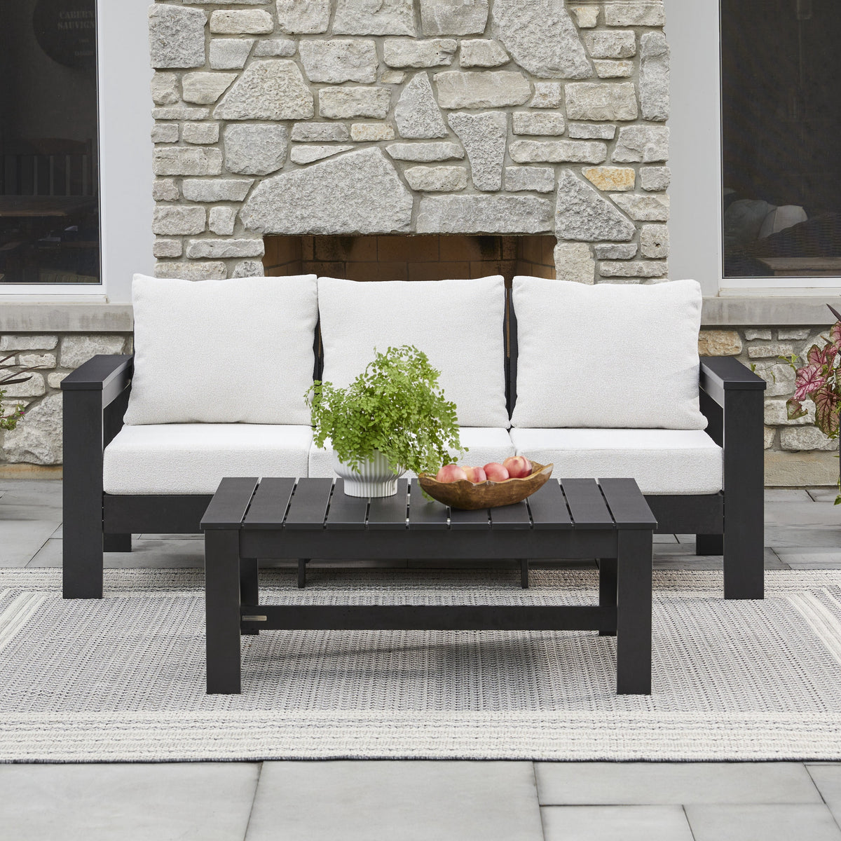 Velmora™ Ezra Outdoor Sofa, Black Frame with Gray Cushions