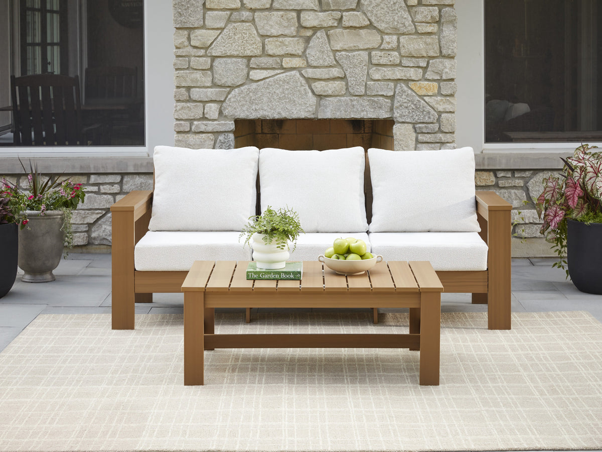 Velmora™ Ezra Outdoor Sofa, Black Frame with Gray Cushions