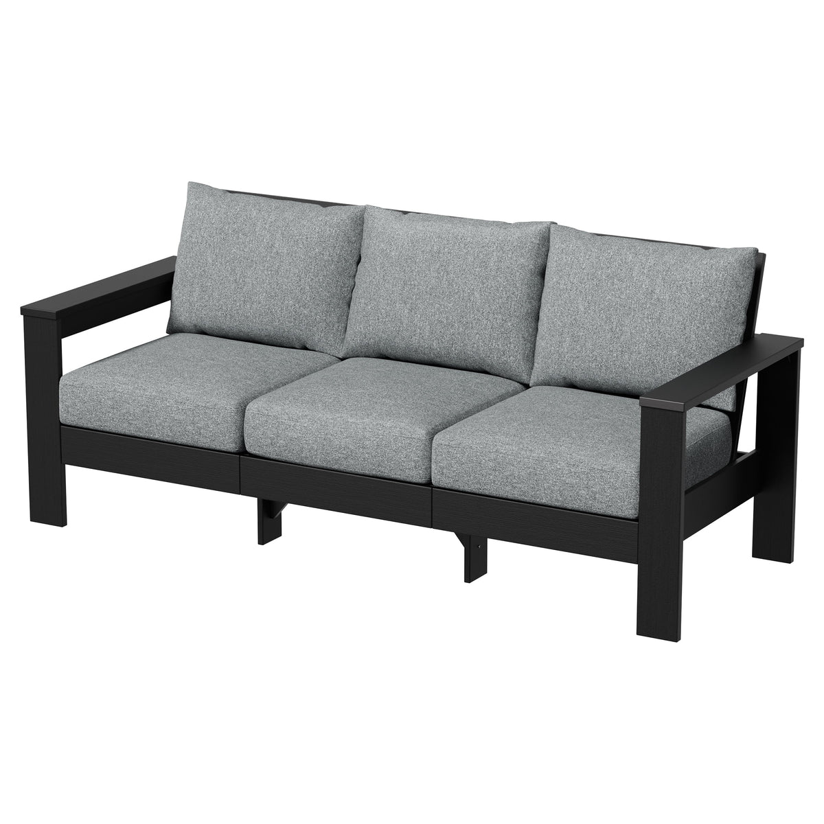 Velmora™ Ezra Outdoor Sofa, Black Frame with Gray Cushions