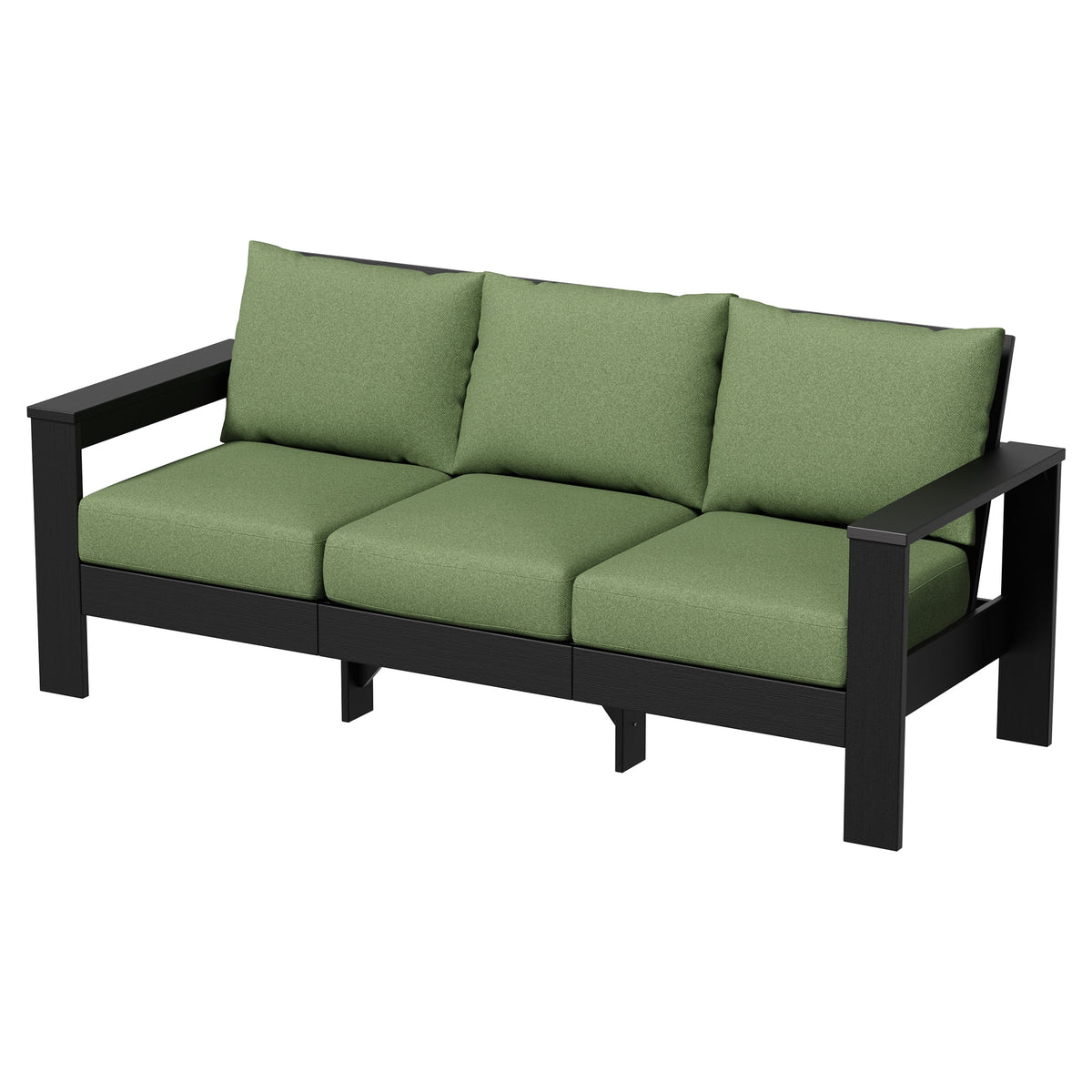 Velmora™ Ezra Outdoor Sofa, Black Frame with Gray Cushions