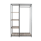 Velmora™ Farmhouse Style Gray Wood and Metal Clothes Rack with Garment Rod
