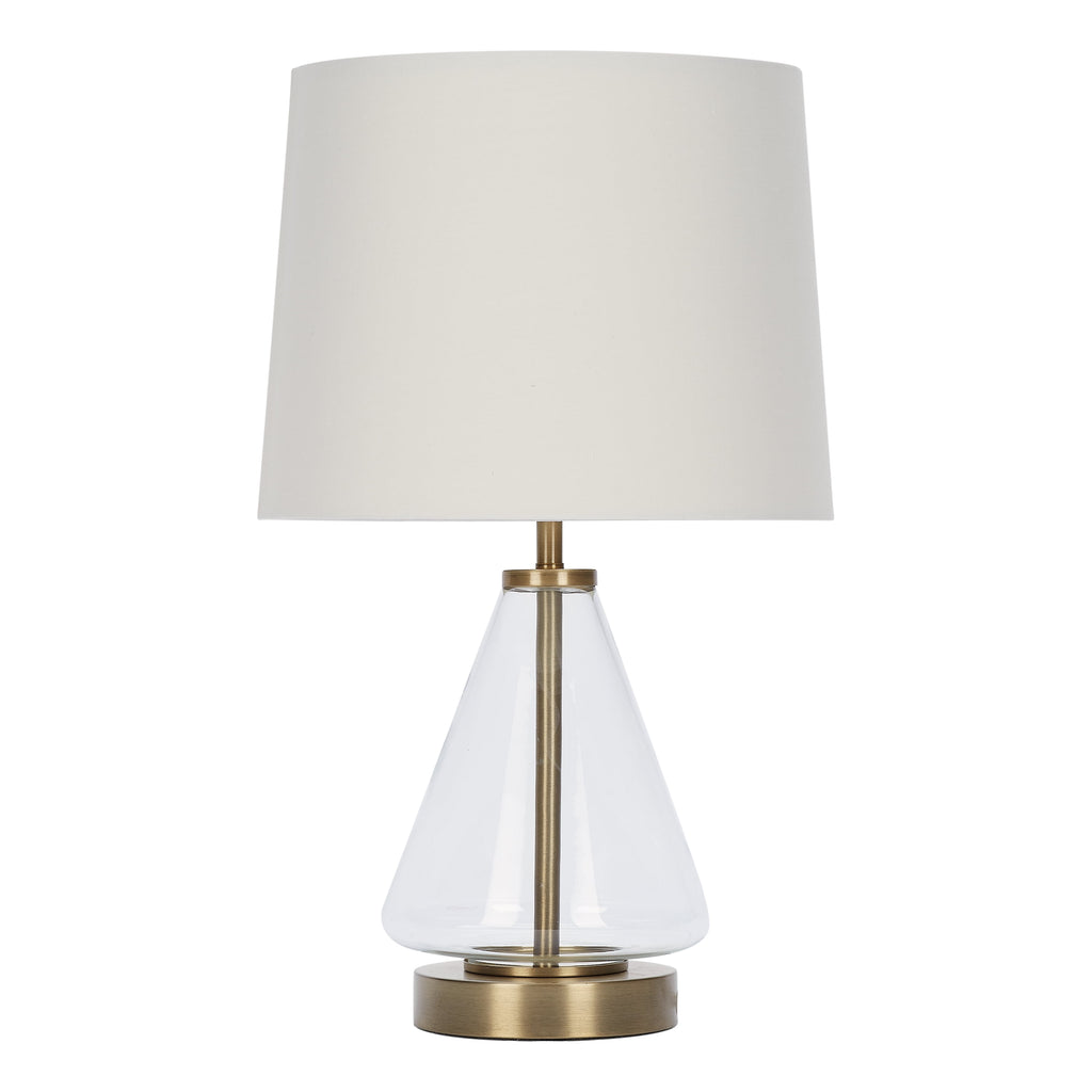 Velmora™ Glass with Brass Base Table Lamp, 18" H