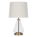 Velmora™ Glass with Brass Base Table Lamp, 18" H