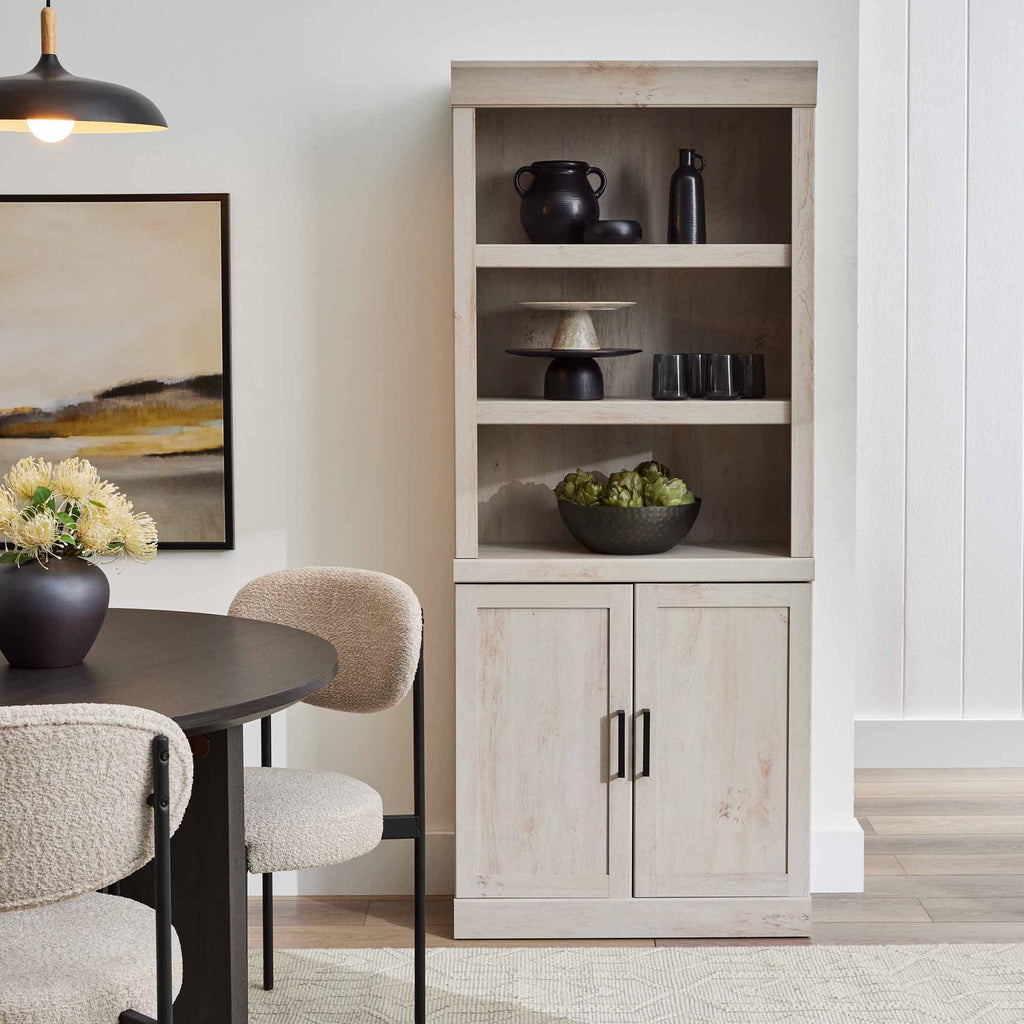 Velmora™ Glendale Bookcase With Doors, Rustic White Finish