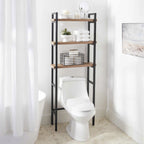 Velmora™ Jace 3-Shelf Over-the-Toilet Storage Shelf, Black Frame with Oak Shelves