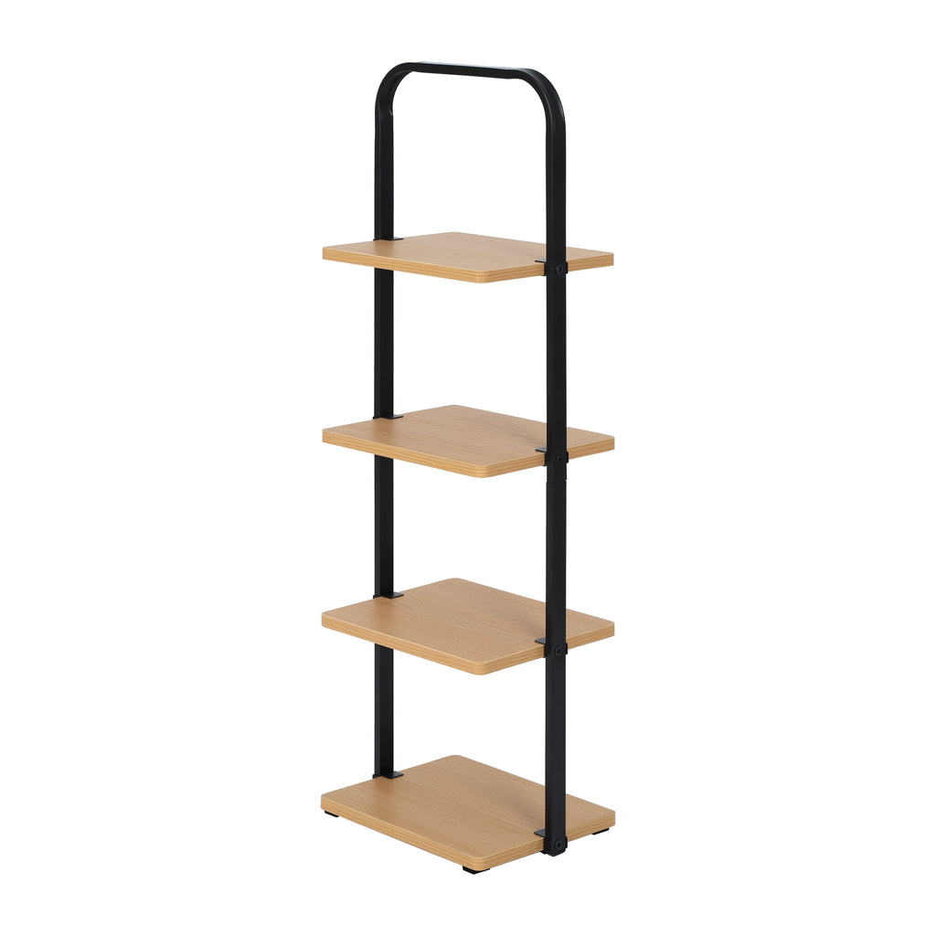 Velmora™ Juliet 4-Tier Wooden Shoe Ladder for Shoe Storage, Black and Light Honey Wood, Holds up to 4 Pairs