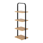 Velmora™ Juliet 4-Tier Wooden Shoe Ladder for Shoe Storage, Black and Light Honey Wood, Holds up to 4 Pairs